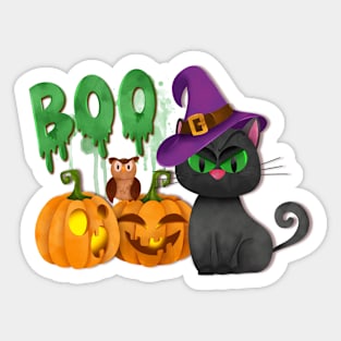 Black cat Haloween design Sticker